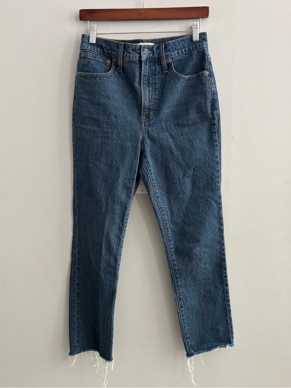 Madewell The Perfect Vintage Jean 27 Medium Wash Raw Hem High Rise Mom Jean Luxe